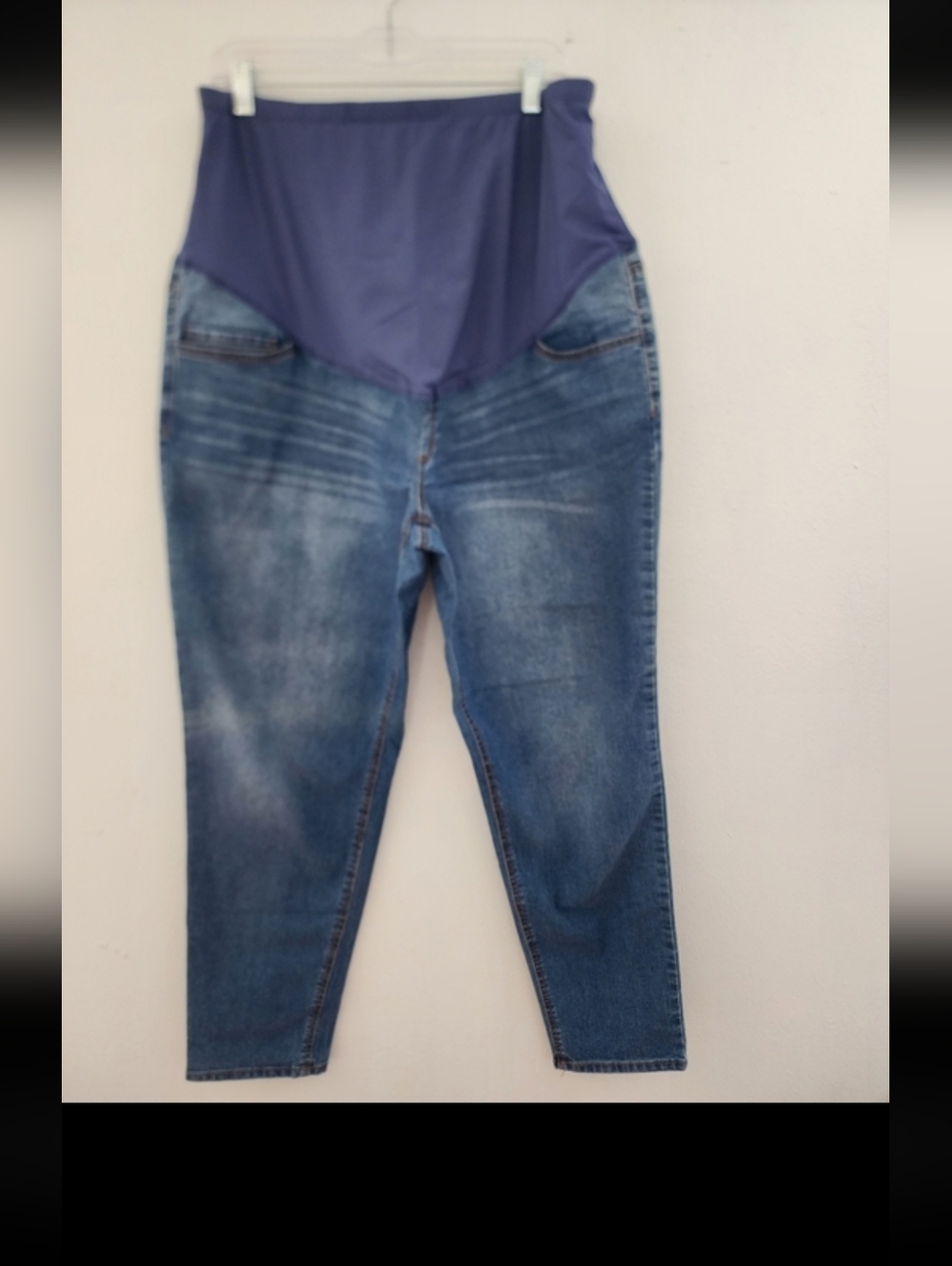 Time and Tru Blue Denim Jeggings with Purple Stretch Panel